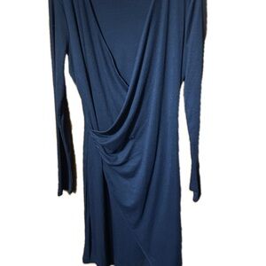 Elegant Blue Draped Dress